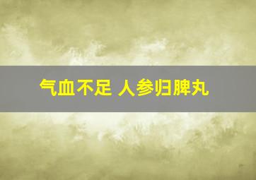 气血不足 人参归脾丸